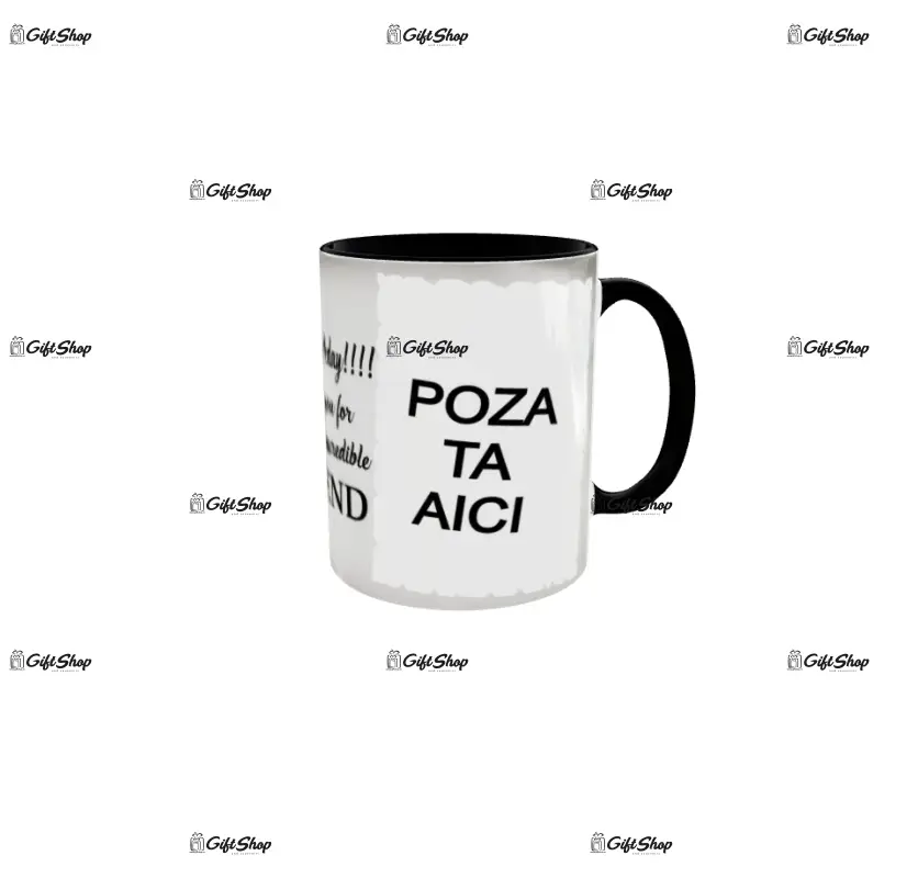 Happy birthday, friend, cana personalizata cu 2 poze, 330ml, model 3359